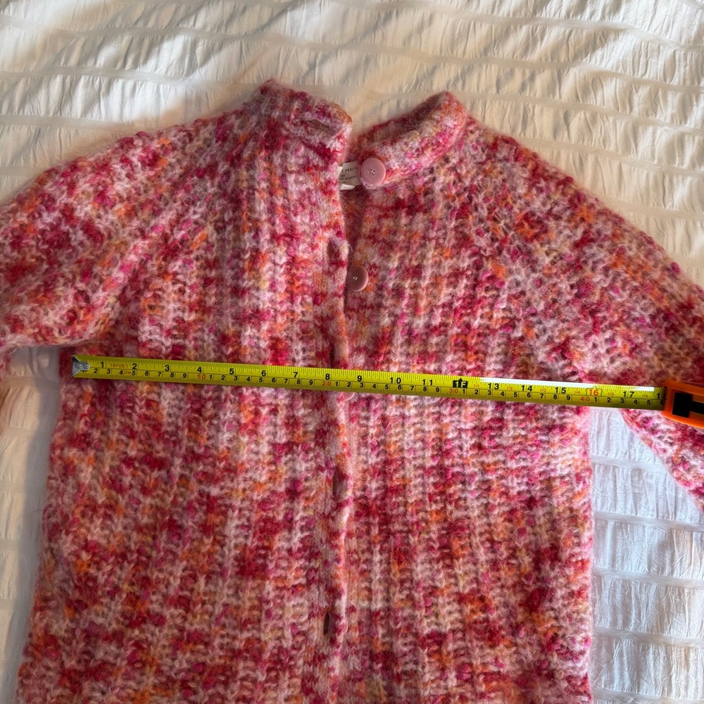 Sezane Emile cardigan multicolored pink orange alpaca wool blend sweater - Picture 10 of 14